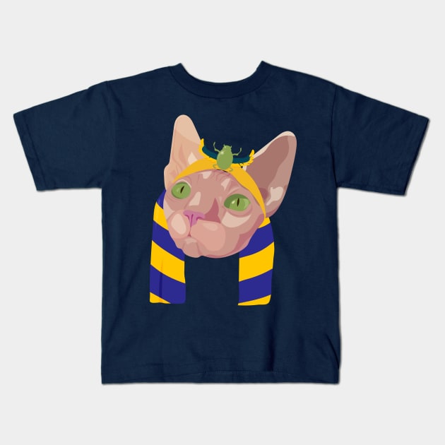 Egyptian Sacred Sphynx Cat Kids T-Shirt by tatadonets